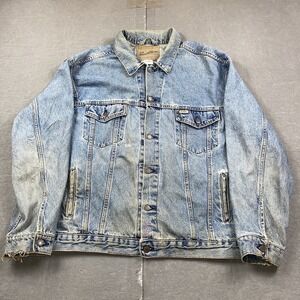 Levis Jacket Mens‎ 2XL Signature Denim Trucker Blue Button Up Type 3 Distressed
